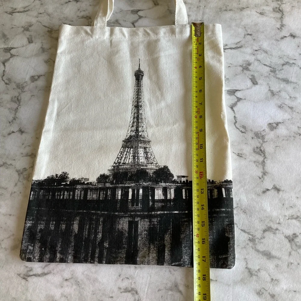 Tall tote with the Eiffel Tower Canvas Tote Bag NWOT - Picture 4 of 7